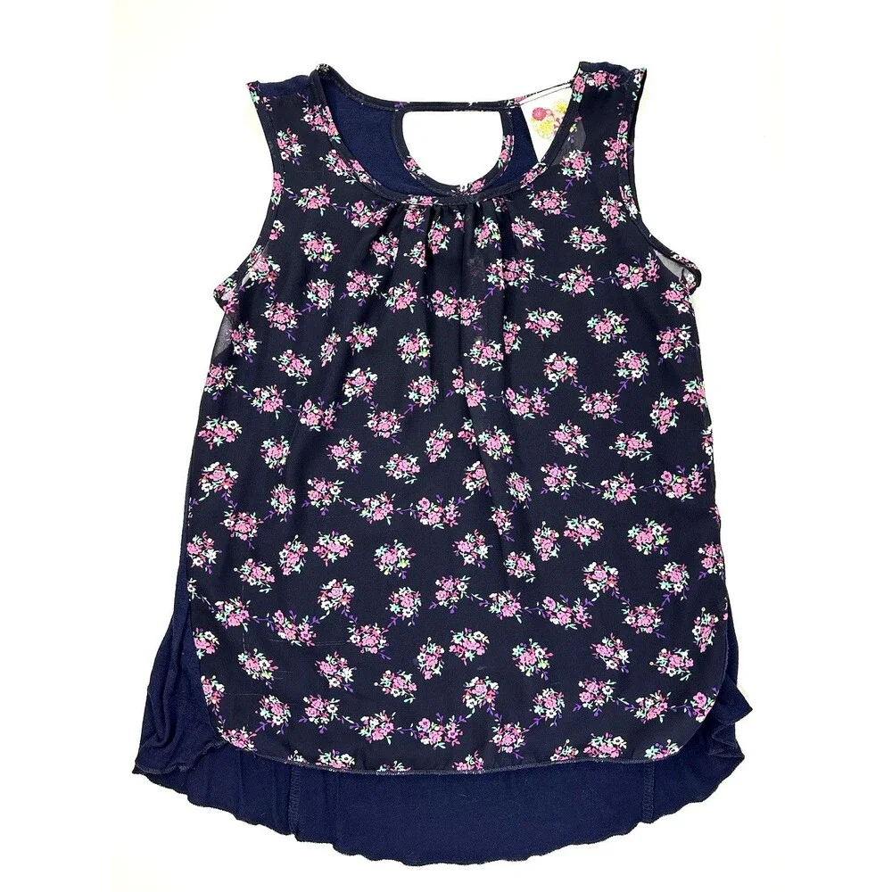 KIDDO by Katie Girls Sleeveless Tank Top Lightweight Flowy Hi Low Swing Blouse 8